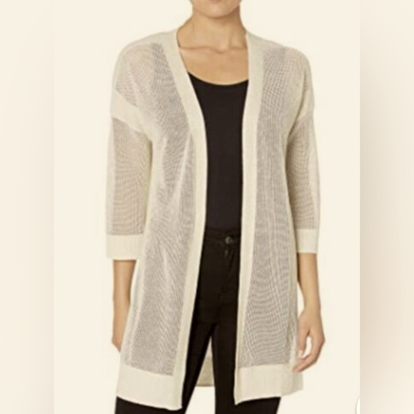 Tommy Bahama linen blend gold metallic open cardigan swim coverup Large - Picture 1 of 5